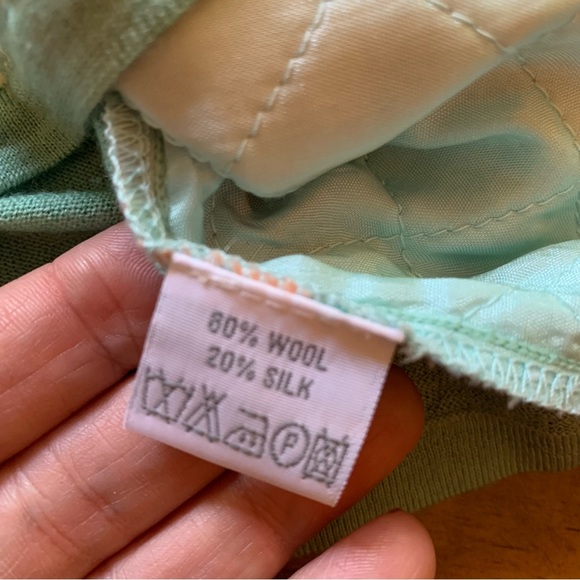 BALLA VALENTINA 38 4/6 Quilted Silk Charmeuse Floral Wool Silk Cardigan Sweater - Picture 9 of 10